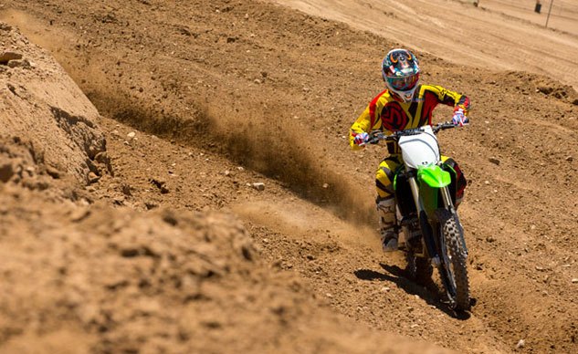 2014 kawasaki kx250f kx450f review, With ample low end power the KX450F comes out of corners quickly