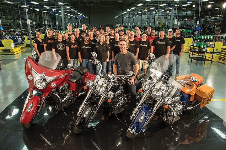2014 indian motorcycle review chief classic chief vintage and chieftain, American Picker Mike Wolfe at the Indian Motorcycle plant in Spirit Lake IA Indian released three new motorcycles last week in Sturgis from left the 22 999 Chieftain the 18 999 Chief Classic and the 20 999 Chief Vintage