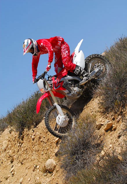 2013 honda crf450x review, The 450X s Nissin brakes deliver excellent power and feel for creeping down steep descents Easy modulation virtually eliminates the chance of locking up a wheel