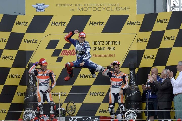 motogp silverstone 2013 results, Jorge Lorenzo finally got to do his traditional victory leap for the first time since June 16 at Catalunya