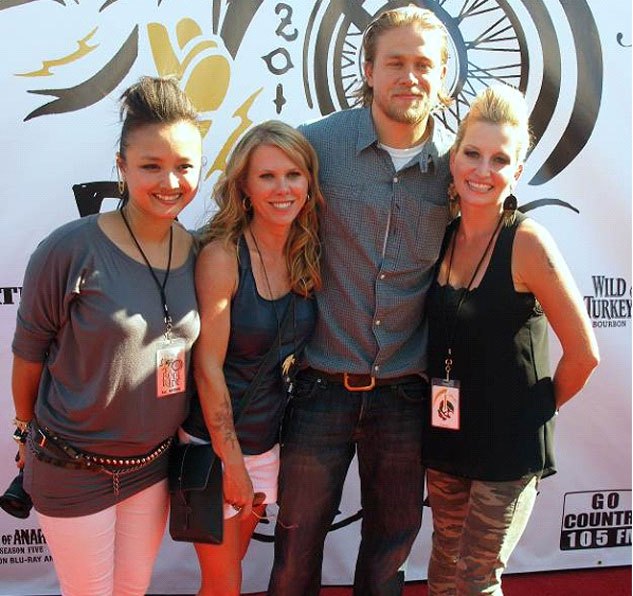 sons of anarchy third annual boot ride rally, Charlie Hunnam a k a Jax Teller with the founders of the Boot Campaign