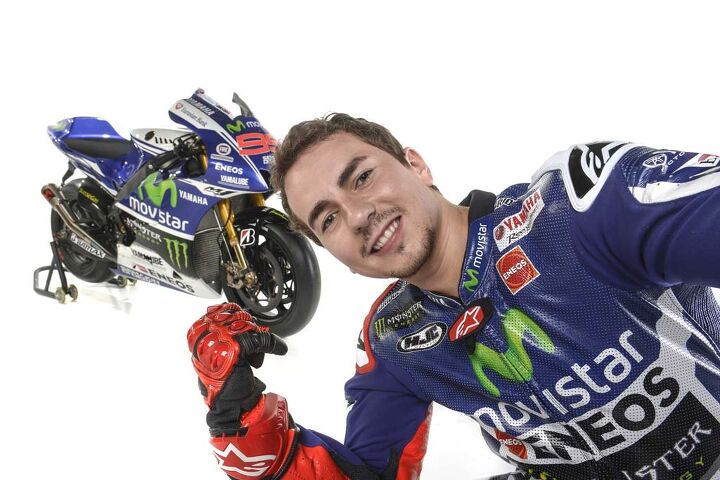 the state of the game motogp in 2014, Jorge Lorenzo seems impressed with how many big green Ms they were able to fit on his Movistar and Monster sponsored M1