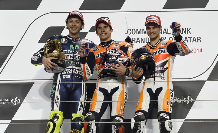 motogp 2014 circuit of the americas preview, A resurgent Valentino Rossi joined the podium at Losail with Dani Pedrosa and race winner Marc Marquez
