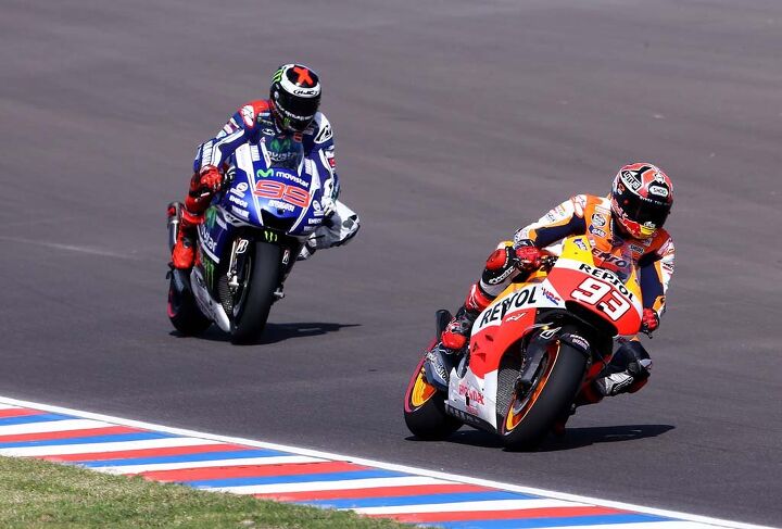 motogp 2014 grand prix of argentina results, Jorge Lorenzo led the first 16 laps but could not defend the lead against Marc Marquez