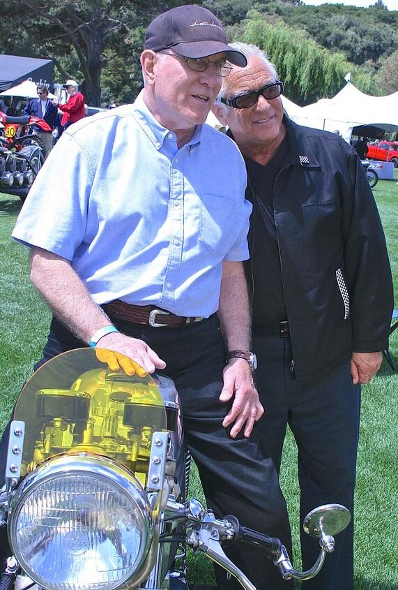 2014 quail motorcycle gathering, Craig Steggall with storage warrior and Triumph T100 owner Barry Weiss