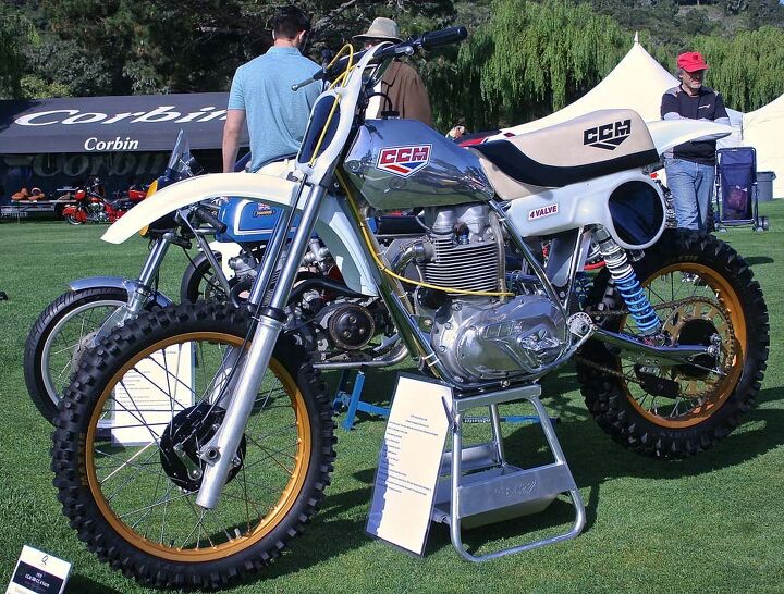 2014 quail motorcycle gathering, Last of the mighty British 4 stroke motocrossers prior to the 2 stroke era Clews Competition Motorcycles CCM were purpose built racers with BSA engines