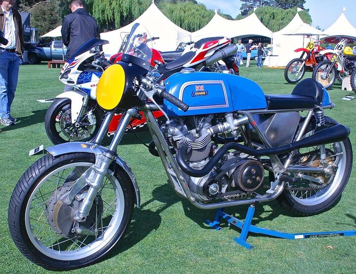 2014 quail motorcycle gathering, Also from the Mike Taggart collection a 1969 Triumph powered Wasp roadracer Company was sued by Rickman brothers and went back to sidecar production