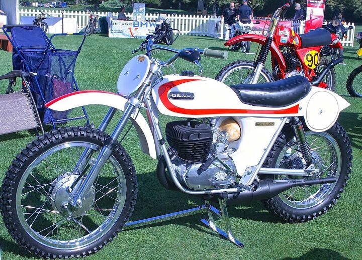 2014 quail motorcycle gathering, Blair Beck s pristine 1971 Ossa Stiletto won the second place award in the Competition class
