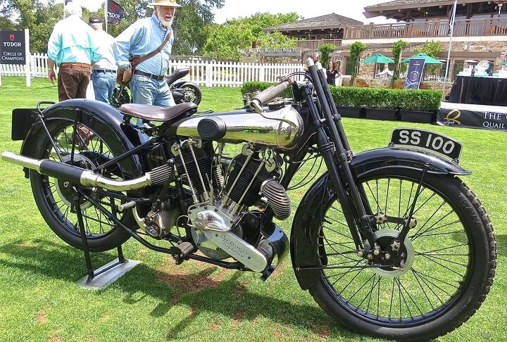 2014 quail motorcycle gathering, The very first Brough SS100 of 1925 owned by Herb Harris of Texas received the Spirit of the Quail Award