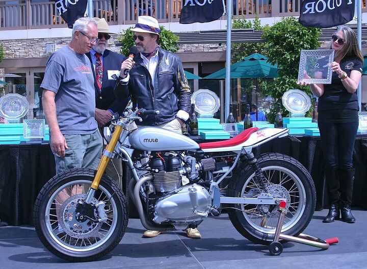 2014 quail motorcycle gathering, First place in Custom Modified went to the Mule Triumph street tracker built for client Konstantin Drozdov of Russia