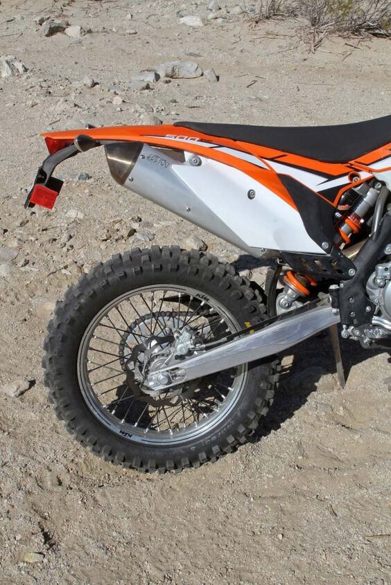 2014 open class dual sport smackdown beta 520 rs vs ktm 500 exc, KTM practically rewrote the book on off road rear suspension with its Progressive Damping System PDS and the 500 EXC uses the linkage less system to mount its fully adjustable WP shock The KTM s performance is nothing short of excellent with 13 2 inches of travel a plush feel and superior control in fast and or rough terrain
