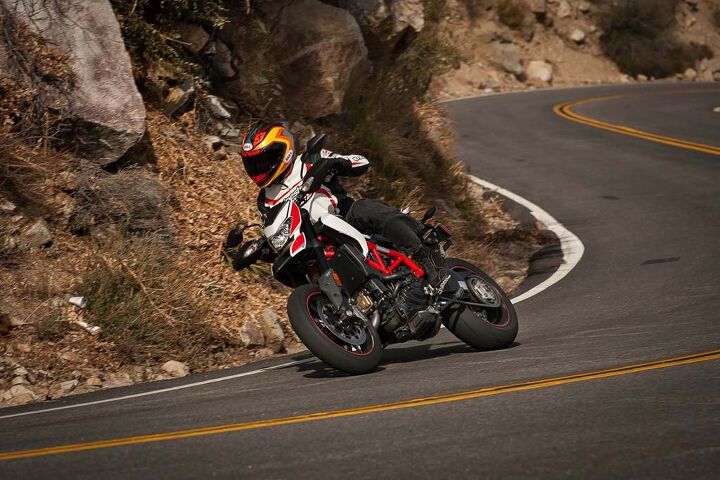 mega motard shootout 2014 ducati hypermotard sp vs mv agusta rivale video, For the dirt guy looking to transition to pavement the Hypermotard might be more familiar due to its height and narrow profile