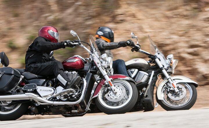 leather baggers shootout cruisers for the open road video, The Cross Roads Classic and the Thunderbird LT were the two bikes graced with overhead cams and their love of being revved out showed it