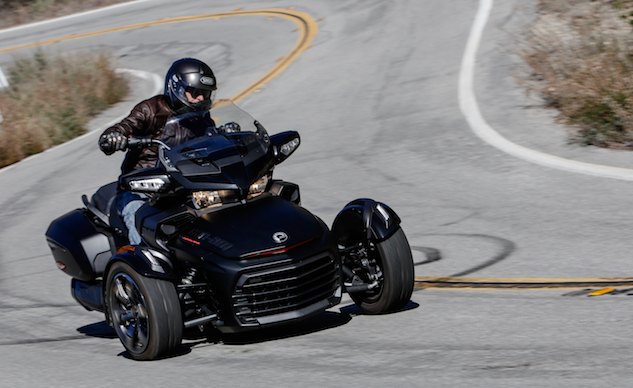 three wheeler threeway, What the Can Am Spyder lacks in tilt ability it makes up for with engine performance rider and passenger comfort and technical accouterments The Spyder also doesn t require a tilt lock device