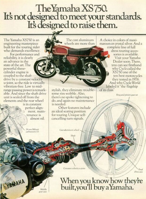 yamaha triples retrospective, Yamaha didn t cut corners when producing the XS750 and its ad campaign made sure you knew it