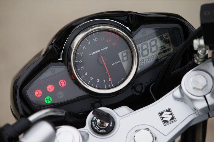 2014 suzuki gw250 review first ride, A smart instrument cluster belies the GW250 s low entry fee