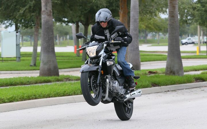 2014 suzuki gw250 review first ride, While the GW250 s power is merely adequate there s enough on tap act like a hooligan