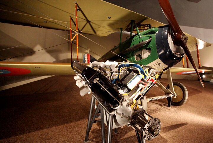 the wings tour 2014 leg one, Overhead cams in 1914 The Hispano Suiza 8A E liquid cooled V 8 The engine powered many World War I Allied fighters like the SPAD XIII shown in the background