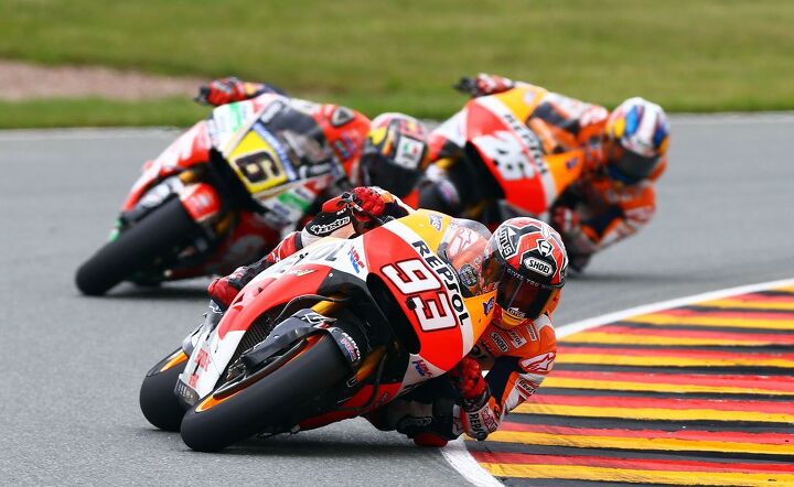 motogp 2014 sachsenring results, It didn t take long before Marc Marquez and Dani Pedrosa caught up with Stefan Bradl