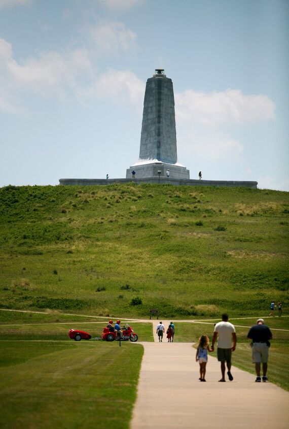 the wings tour 2014 leg two, The Memorial Tower on top of Kill Devil Hill The Wright brothers used the sand dune to launch their experimental gliders and flew their first airplane flight on the level ground below