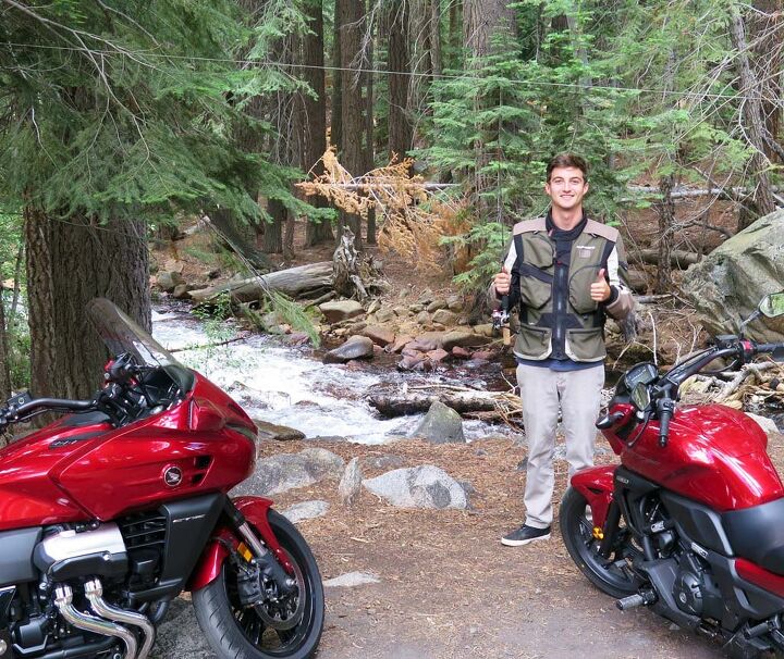a honda runs through it, Big Two Honda d River You can ride right up to Lee Vining Creek on the way into Yosemite from the east and you can camp right on it for 14 a night I have to compliment myself on the kid s gear selection The Spidi jacket looks like it was designed to fish in no Great for riding motorcycles too