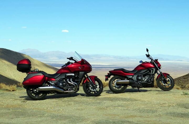a honda runs through it, CTX1300 Deluxe and CTX700N prepare to descend into Owens Valley