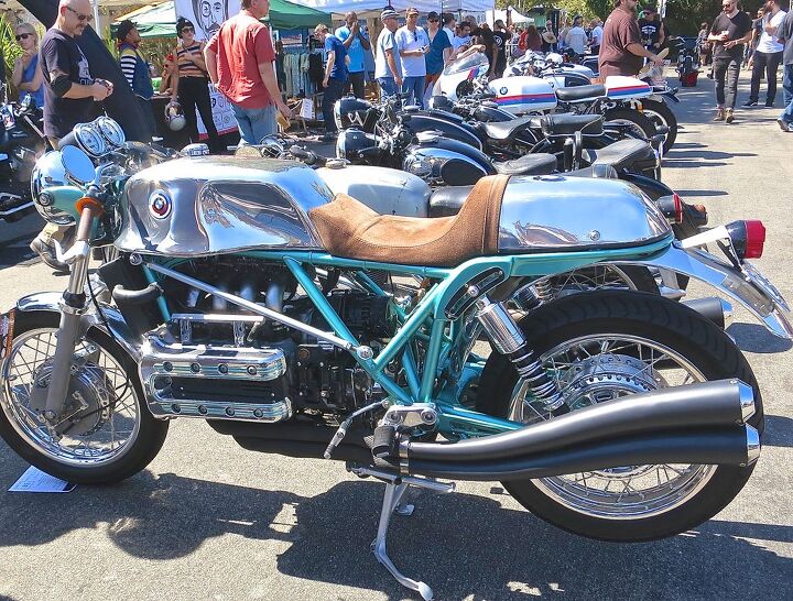 venice vintage motorcycle rally, Larry Romestant s custom BMW K100 debuted at the Quail Motorcycle Gathering in the spring His next build will use a monoshock version of the Velocette style adjustment design
