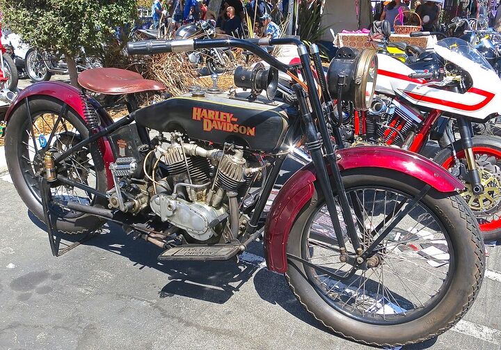 venice vintage motorcycle rally, Best American went to Thad Wolff s 1920 Harley JD The fire extinguisher isa nice touch