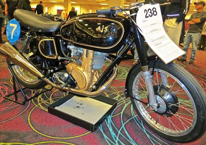 2015 bonhams motorcycle auction, Some motorcycles just look right And some that handle wonderfully and make great sounds look even better The AJS 7R and the Norton Manx share that domain among old racers and wannabeens This 1956 model went for 57 500 Nostalgia ain t cheap