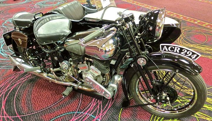 2015 bonhams motorcycle auction, Texan Herb Harris has long been one of the prominent preservationists among fans of British motorcycles This Brough Superior with a Watsonian sidecar was sold for 115 000