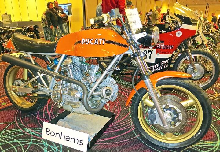 2015 bonhams motorcycle auction, Listed as a 1974 Ducati 750 GT Cafe Special i e bitsa this mix and match of various components and a mono shock swingarm was likely to provide its new owner a fun ride It sold for 16 100