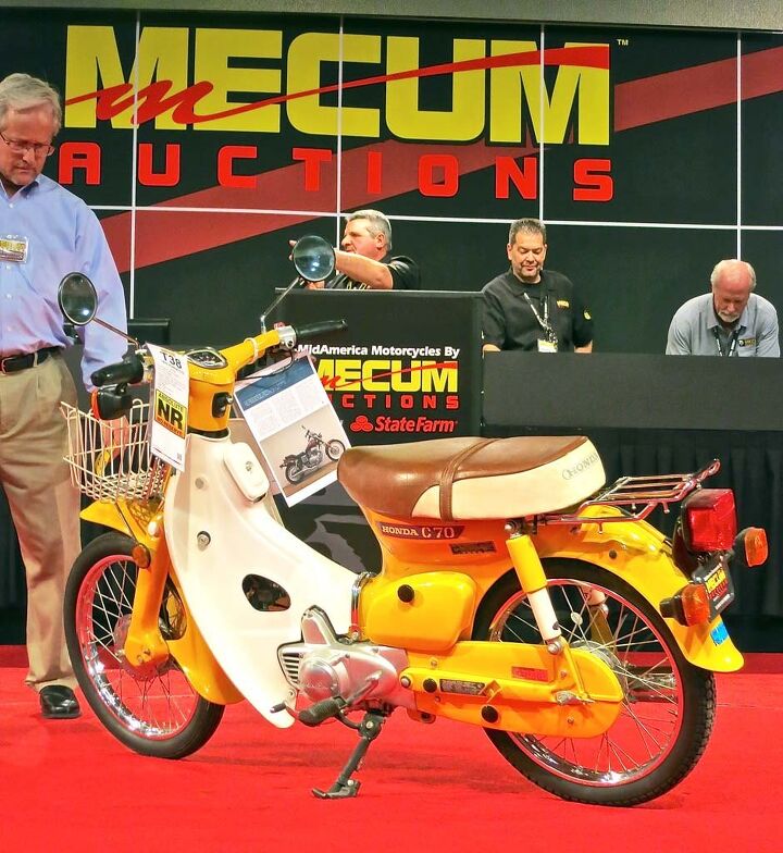2015 mecum midamerica motorcycle auction, What appeared to be a nicely restored 1980 Honda C70 sold for 1 100 A key buy