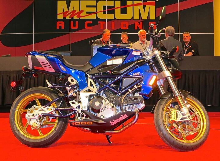 2015 mecum midamerica motorcycle auction, Several of the various Italian machines created quite a twinkle in the eye of your roving correspondent He even considered briefly hitting the craps table to try his luck Listed as a Bimota Db5R it was actually a Db6 Delirio Azzurro and sold for 15 000