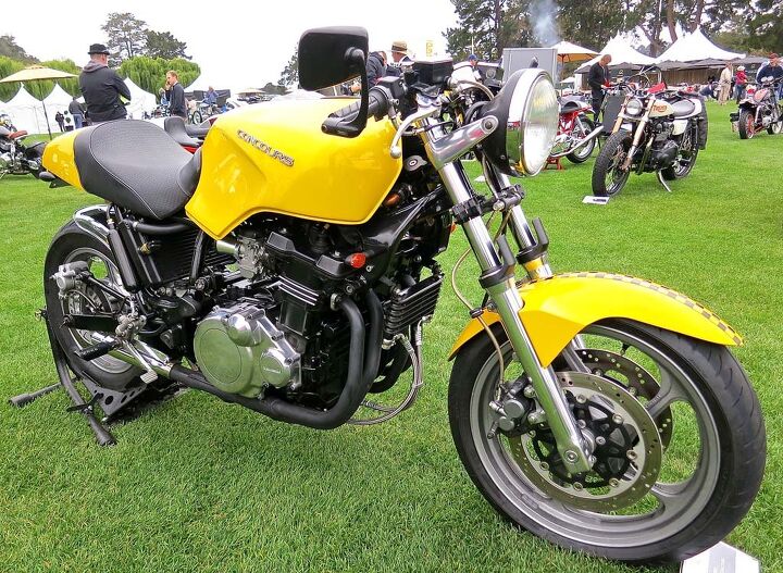the quail motorcycle gathering 2015 report, Martin Motorworks presented this lean caf racer built from a Kawasaki Concours sport touring rig