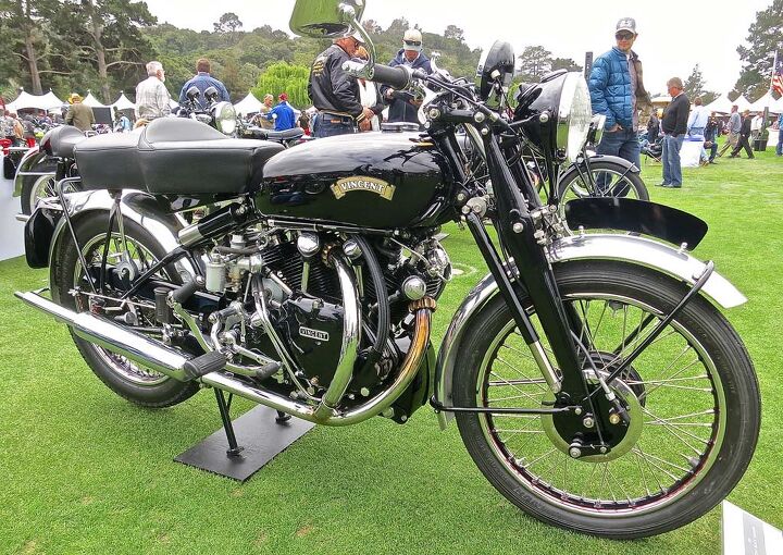 the quail motorcycle gathering 2015 report, The 1951 Vincent Black Shadow owned by Michael Begley Another Shadow owned by car racer of some repute Danny Sullivan won first place British
