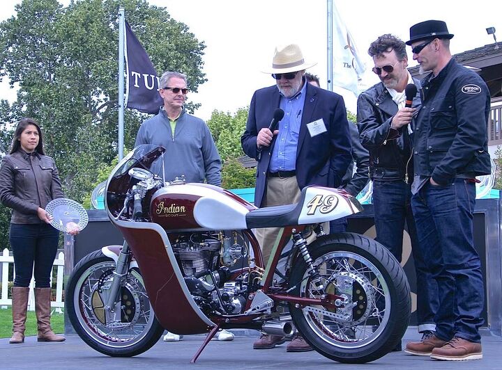 the quail motorcycle gathering 2015 report, First place in Custom Modified was the lovely 1951 Indian Scout by Tony Prust of Analog Motorcycles in Illinois