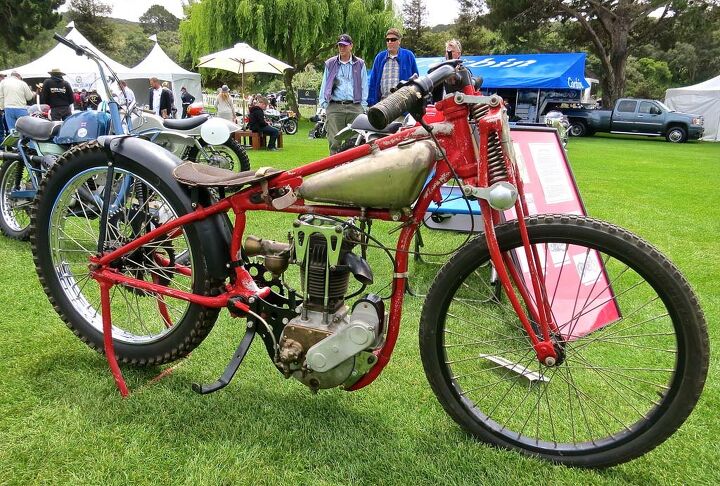 the quail motorcycle gathering 2015 report, This 1927 Indian factory bike was raced by Cliff Slippery Hill of Spokane Wash The overhead valve racers were produced in 350cc and 500cc versions