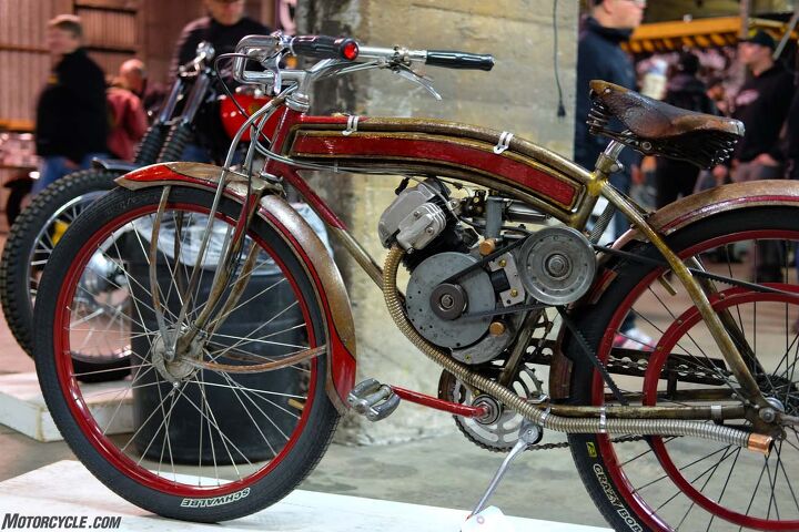 the one motorcycle show 2017 report, 1948 Whizzer the moped making bicycle adaptor kit