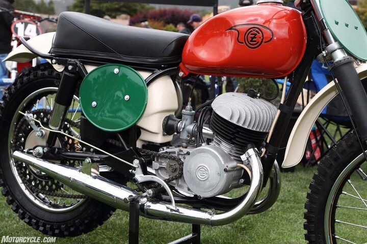 the ninth annual quail motorcycle gathering, This exquisite example of a CZ twin pipe is owned by former MX World Champion Brad Lackey