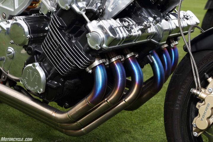 the ninth annual quail motorcycle gathering, A spectacular set of titanium pipes on a custom Honda CBX