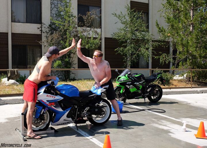 women s sportbike rally west report, Reverse gender roles at the annual bike wash Hey guys I think you missed a spot