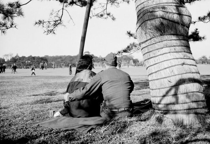 winning the peace, An American G I places his arm around his Japanese girlfriend in Hibiya Park during the post war reconstruction period AP Photo Charles Gorry 1946