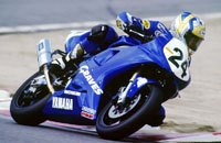 church of mo 1998 yamaha v star 650 classic, This is Mark Miller on his funny looking racebike