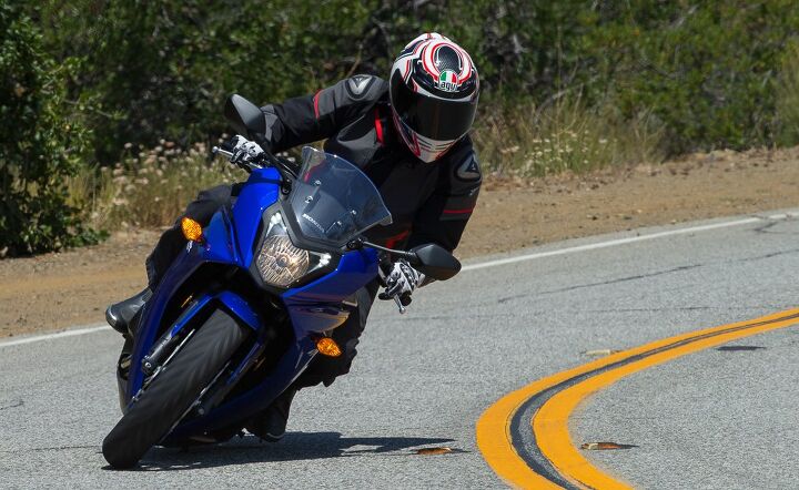 2014 honda cbr650f first ride review, The CBR650F handles well even with non adjustable suspension components