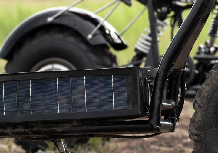 daymak beast electric bike first ride review, With solar panels on the outside of the battery the Beast charges itself though very slowly without having to plug it in