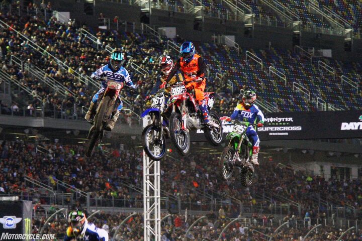 daytona 2018 more races than a wheel bearing factory, It gets crowded at the crown of the big jumps Amazing there are not more mid air collisions