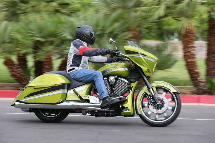 2015 victory magnum review, That low windshield ain t going to cut it on the open road but it s great around town Cruise control and ABS are standard Photo by Brian J Nelson