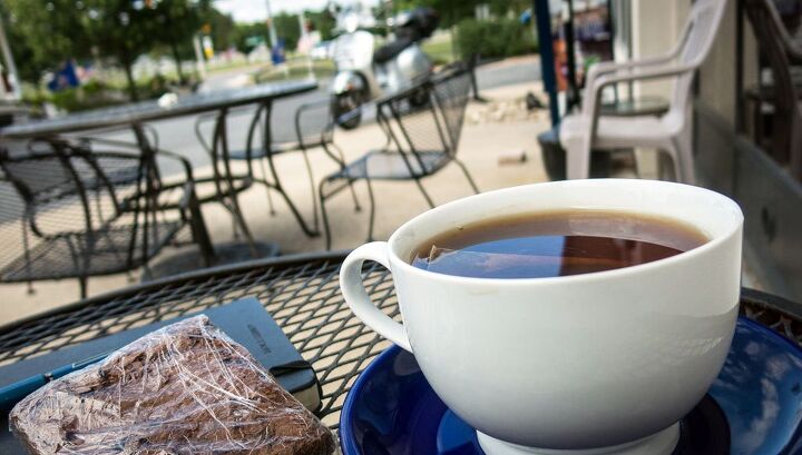 riding and the taste of freedom, One of countless stops at coffee shops and cafes a chance to absorb sugar caffeine and reflect on life Riders passing through Boalsburg Pennsylvania can locate nutritional fuel at the Pump Station