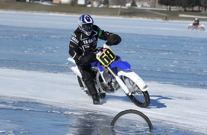 tomfoolery my broad motorcycling perspective, Being the de facto weird bike editor has its perks Getting to ride a Yamaha YZ450 with metal spikes in its tires on a frozen lakebed is definitely one of them