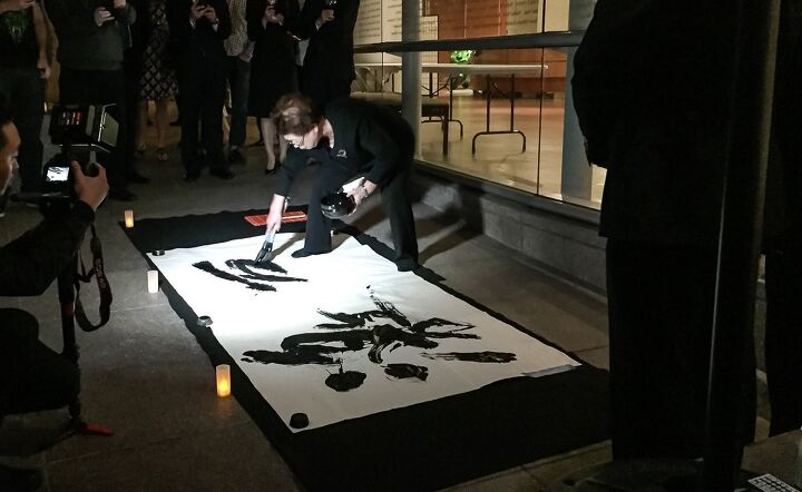 2015 kawasaki ninja h2 u s unveiling, The evening began with a Shodo Calligraphy demonstration by Mrs Hiroko Ikuta